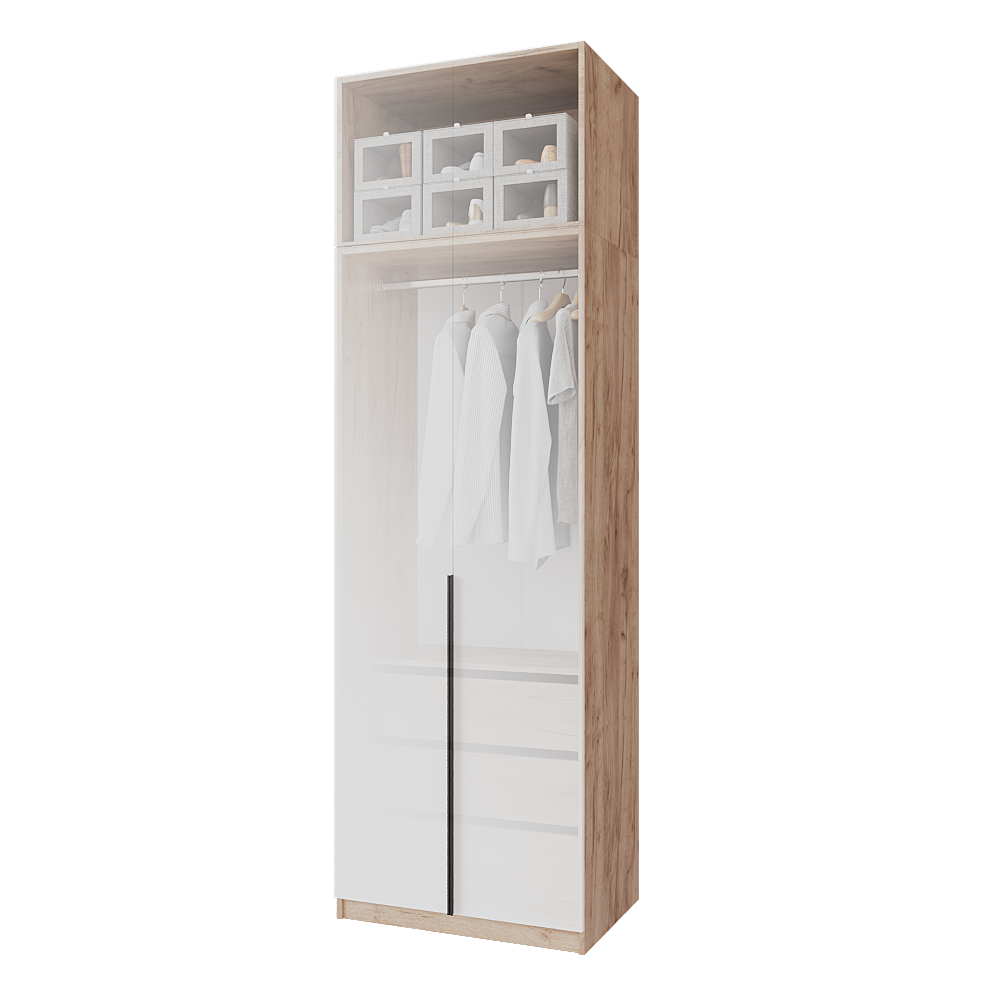 Шкаф распашной с тумбой и антресолью Меблітренд Чиназес Чита-800.5 800х500х2550 мм Дуб крафт золотой/Белый (27707435) - фото 3