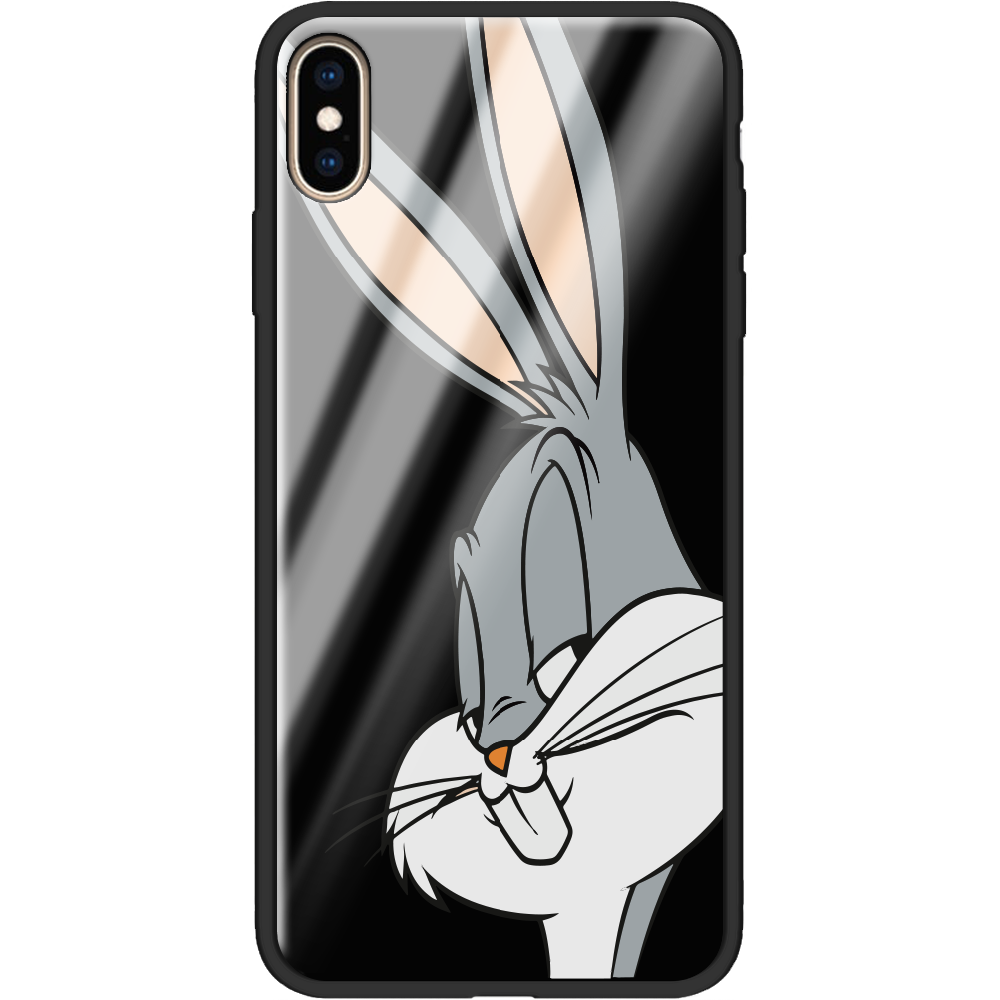 Чехол Boxface iPhone XS Max Lucky Rabbit Черный силикон со стеклом (35321-bk81-37735)