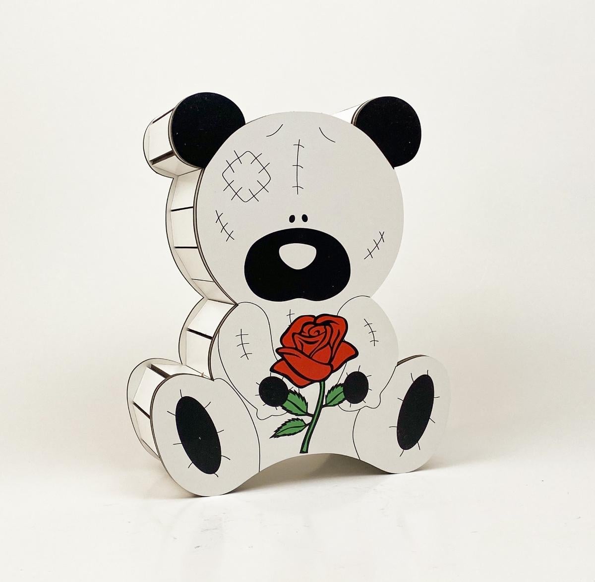 Коробка Ведмедик маленький з трояндою (5607)