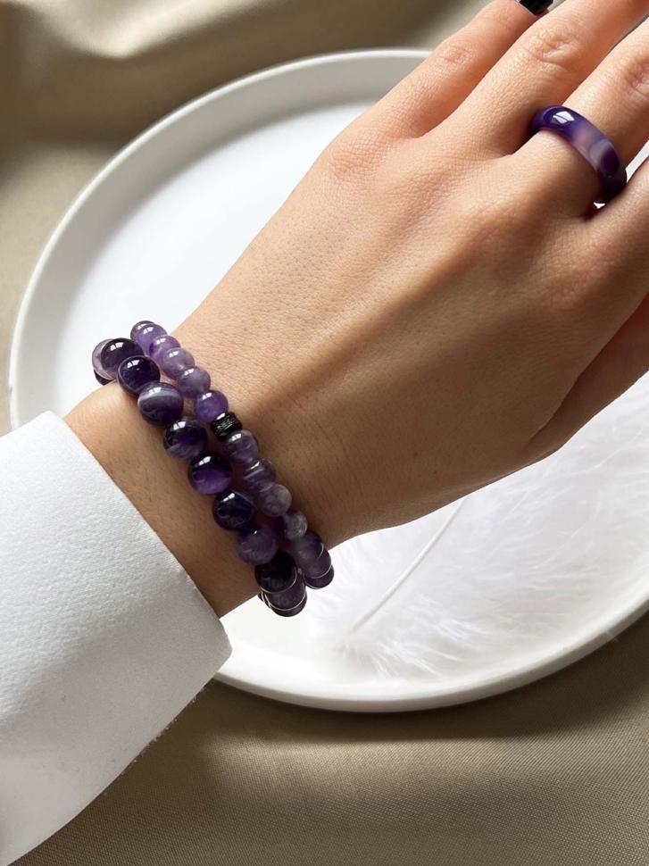 Набор браслетов из камня аметист (4630)