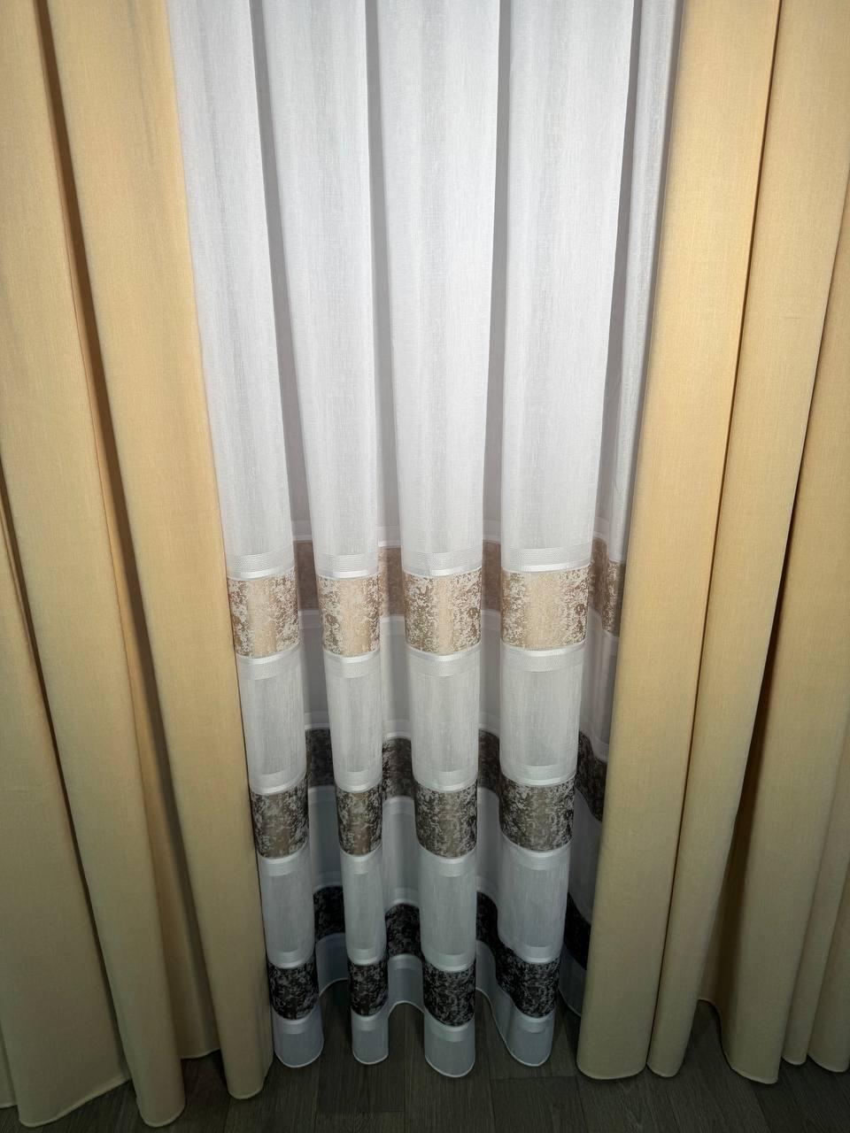 Тюль с горизонтальными полосами 400х300 см - фото 2 Тюль с горизонтальными полосами 400х300 см - фото 2