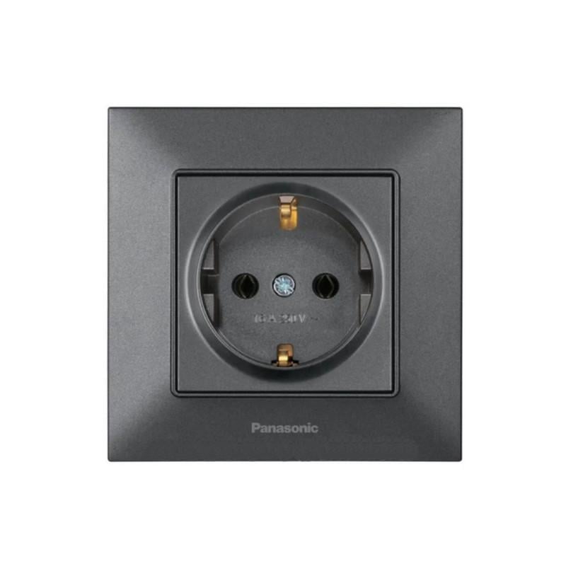 Розетка с заземлением Panasonic Arkedia Slim ABS Дымчатый (WNTC02022DG-UA1)