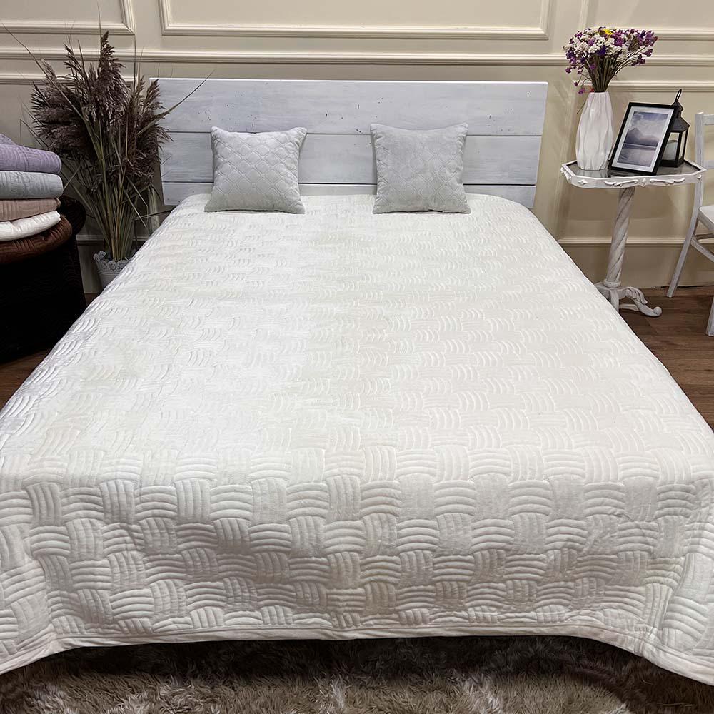 Плед покрывало Плетение велюр 220х240 см Белый (17510418)