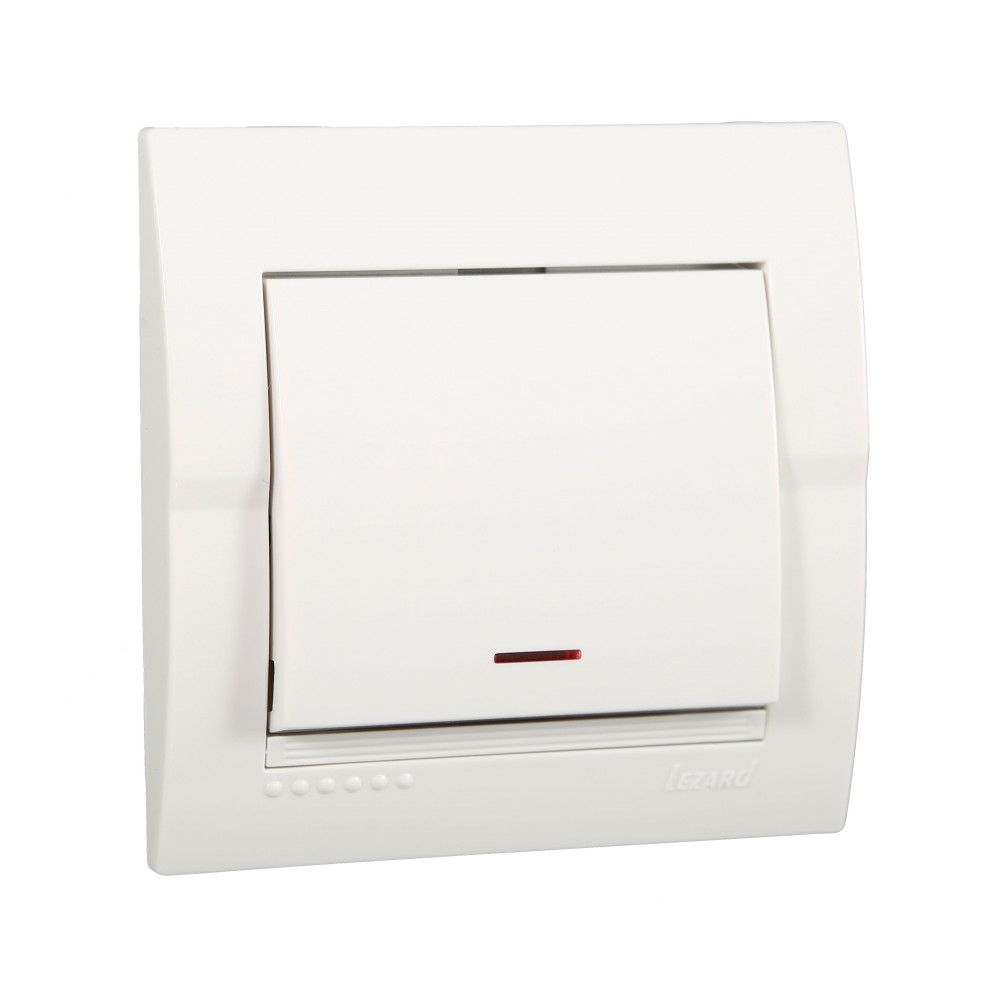 Выключатель Lezard Deriy 1-клавишный с подсветкой Белый
