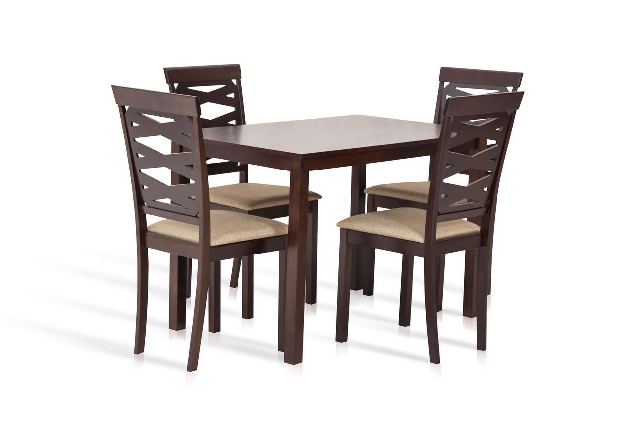 Комплект кухонный обеденный Sanro Бруклин деревянный Темный орех - фото 3 Комплект кухонный обеденный Sanro Бруклин деревянный Темный орех - фото 3