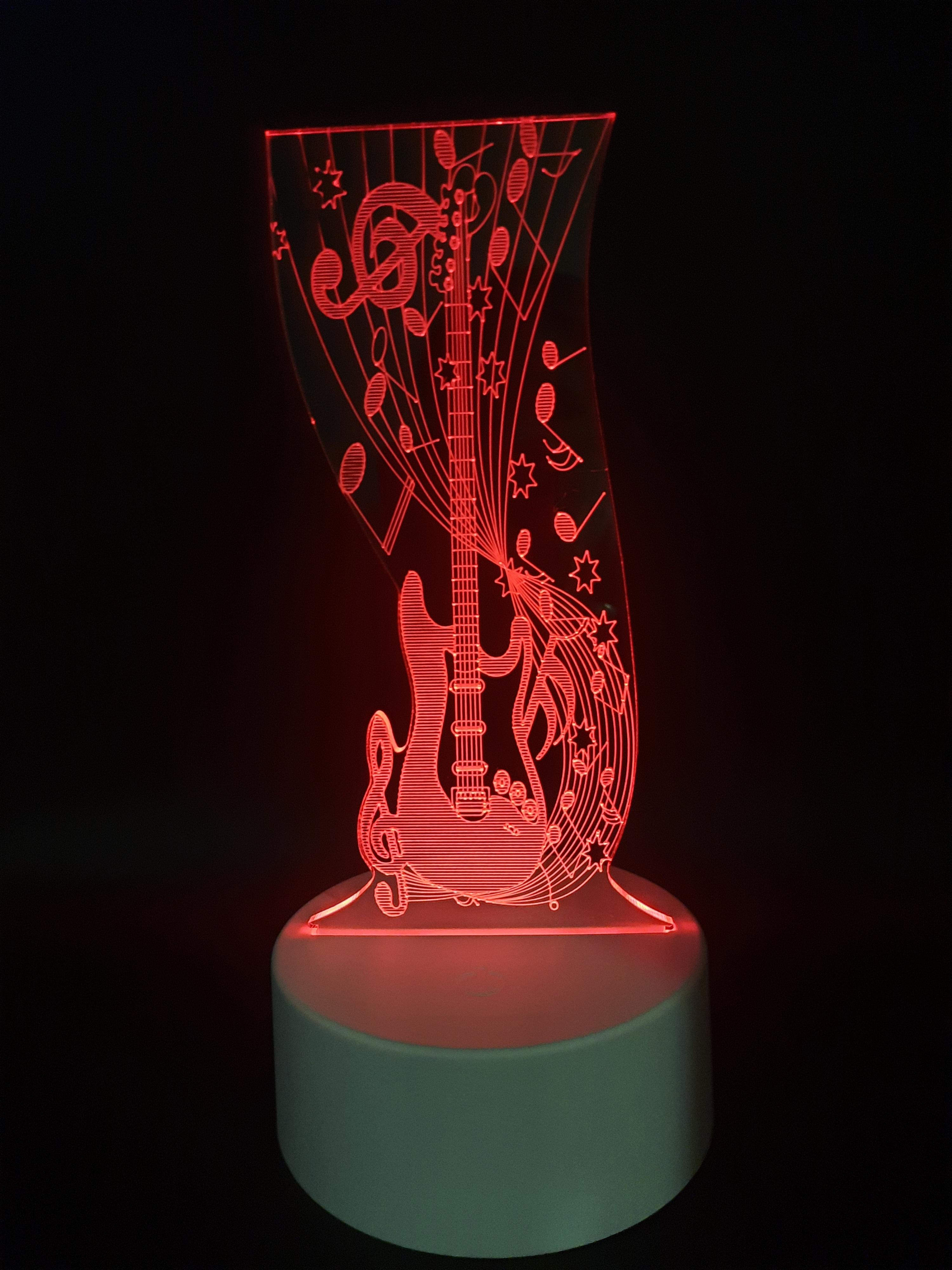 Ночник LED 3D Гитара с нотами 16 цветов - фото 5