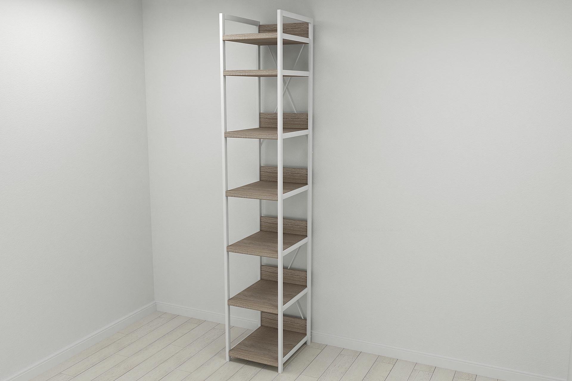 Шкаф гардероб уни секция 4 серии Конект Ferrum-decor 220x40x50 см металл Белый/ДСП Дуб Сонома Трюфель (SHG103)