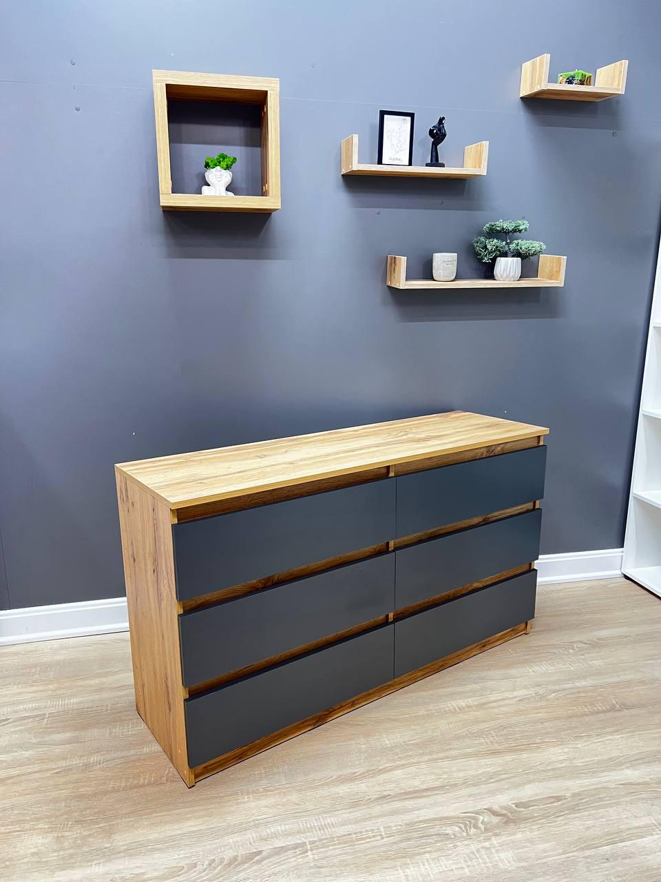 Комод Kvatro 130 6 шухляд 1300х750х400 мм Дуб аппалачі/Антрацитовий - фото 4 Комод Kvatro 130 6 шухляд 1300х750х400 мм Дуб аппалачі/Антрацитовий - фото 4