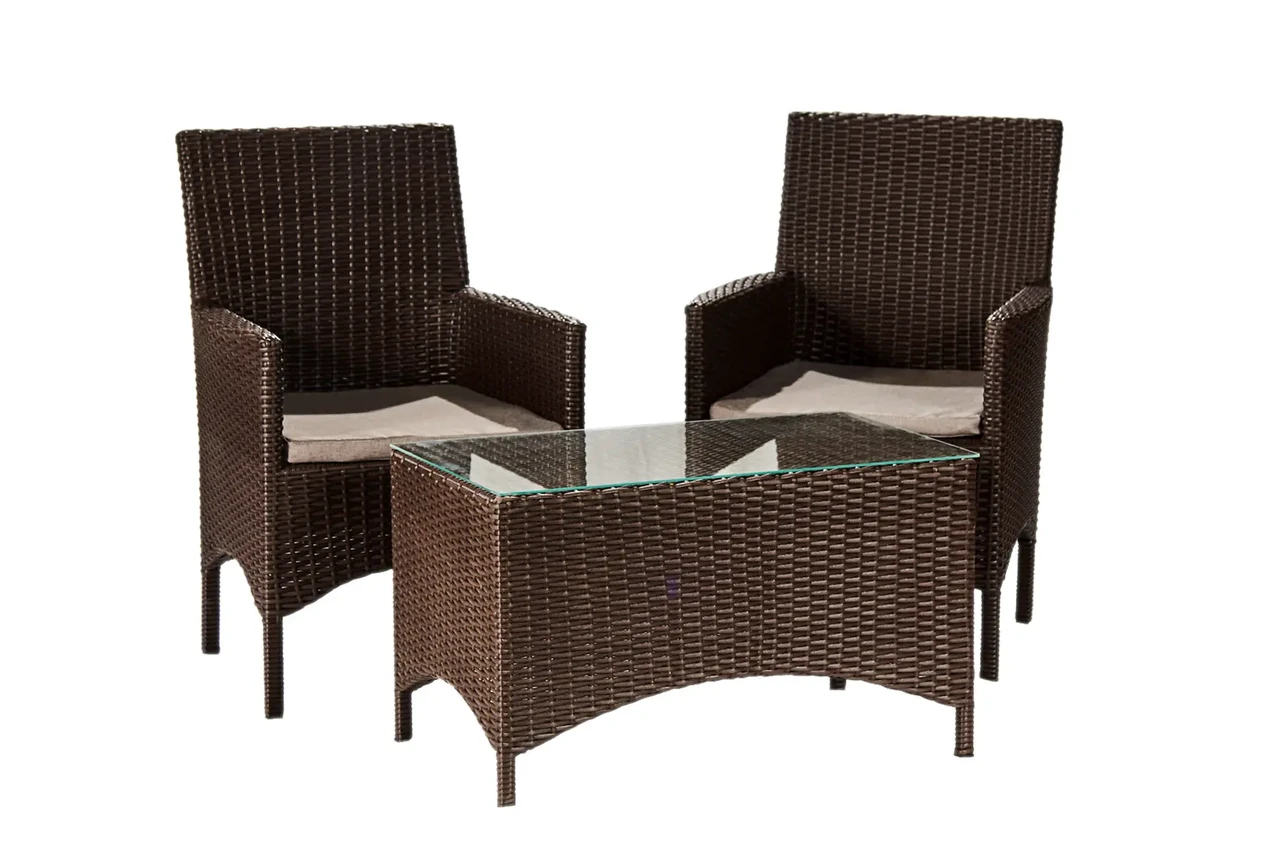 Комплект садових меблів Монако Твін на металевому каркасі з техноротангу /стул/2 крісла Коричневий (CNT00008826)