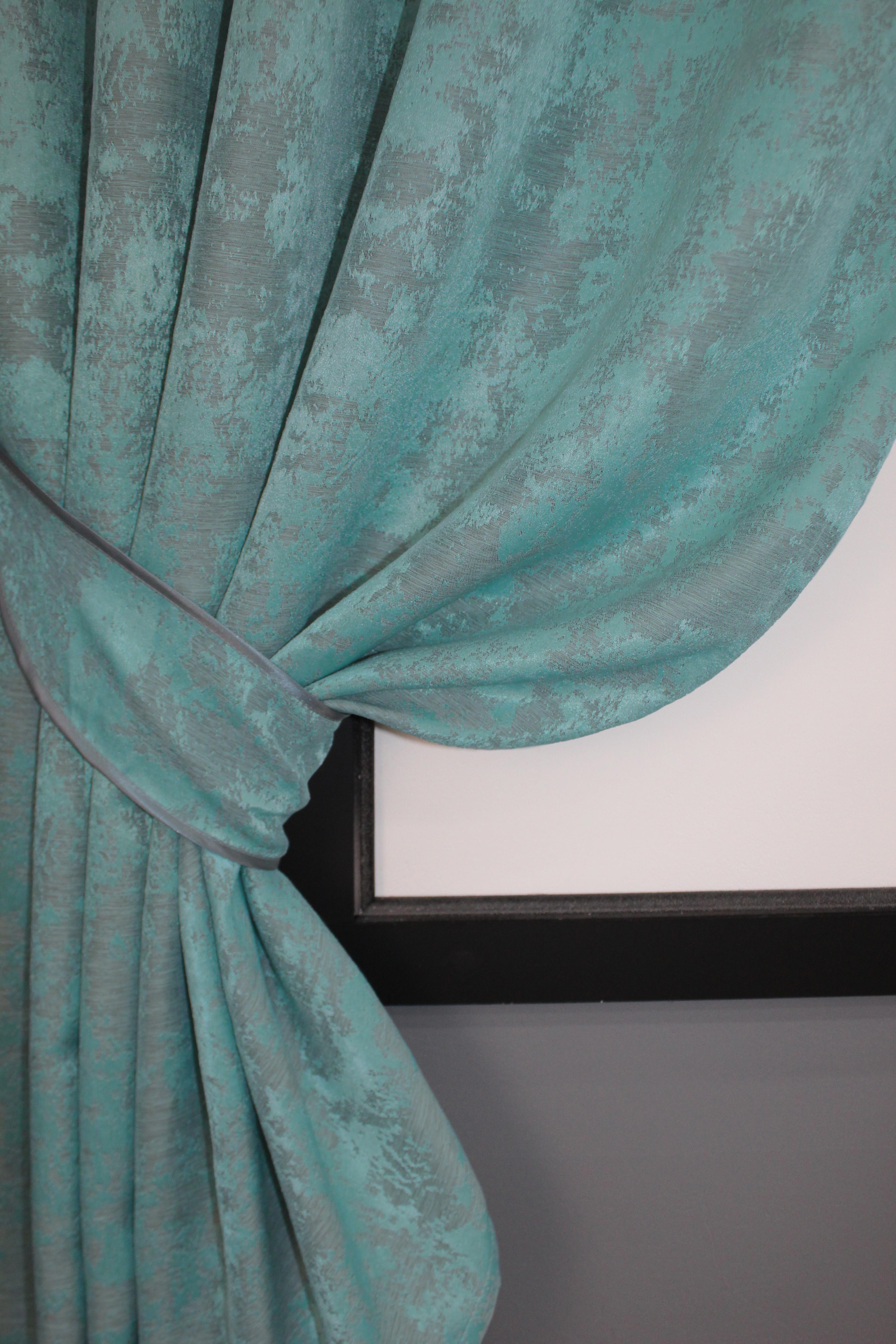 Комплект коротких штор VR-Textil Жакард Sultan YL № 1292ш 130х170 см 2 шт. Бірюзовий (35-0074) - фото 4 Комплект коротких штор VR-Textil Жакард Sultan YL № 1292ш 130х170 см 2 шт. Бірюзовий (35-0074) - фото 4