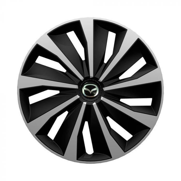 Колпаки для колес 4 Racing Grip R15 с логотипом Mazda 4 шт. Silver/Black