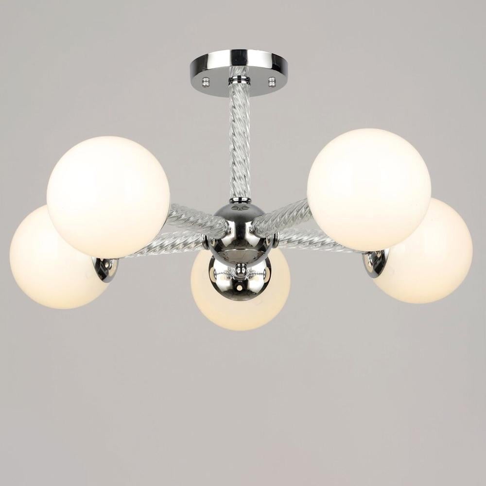 Люстра молекула потолочная Light House SRS-20630/5 CH плафоны белые Хром