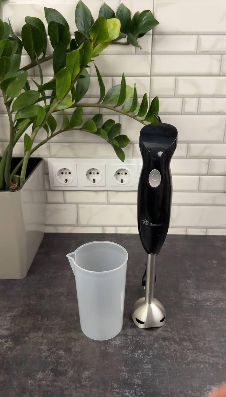 Блендер Domotec занурювальний із стаканом металева нога 400 Вт Чорний (MS-5102)