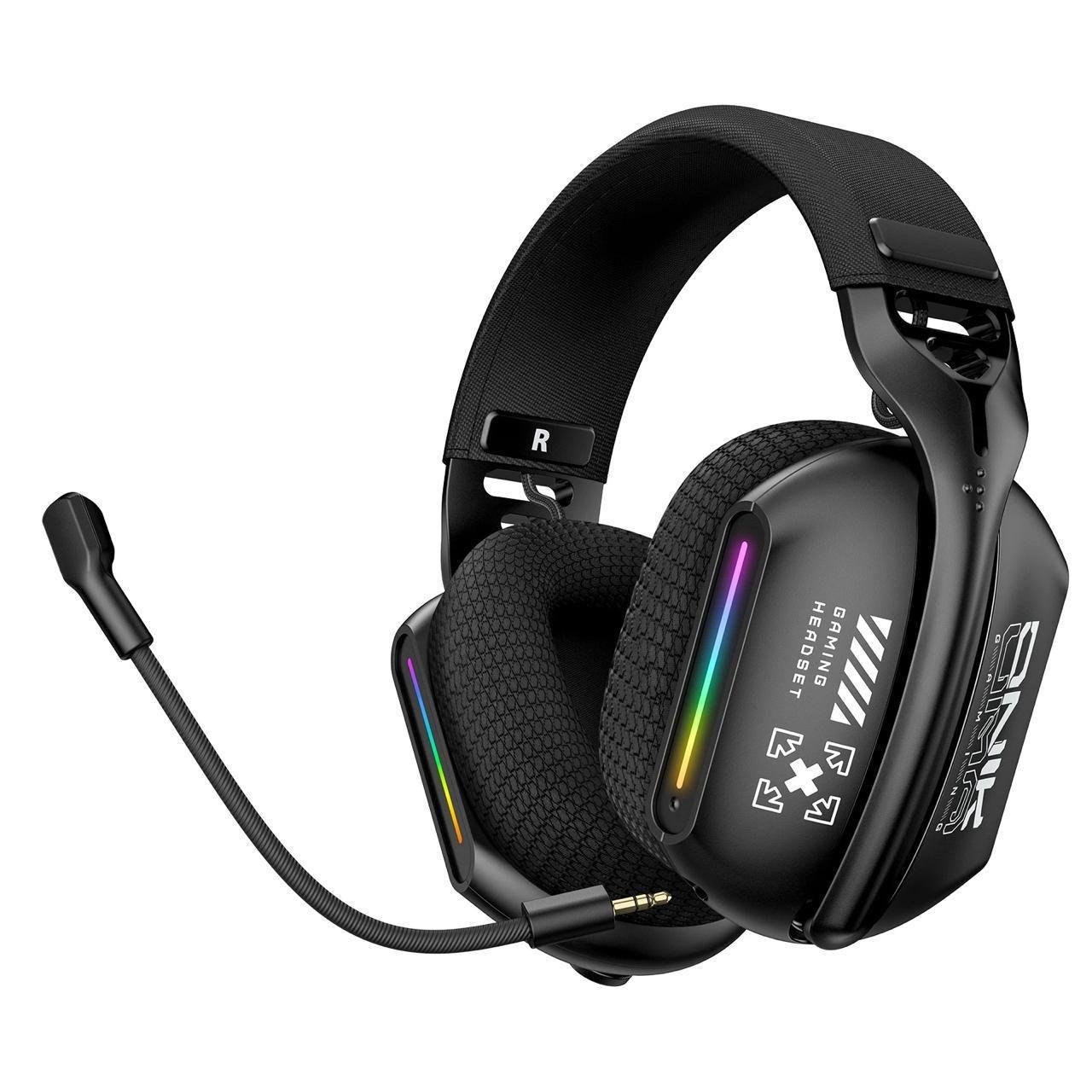 Наушники-гарнитура беспроводная Onikuma GT808 RGB (Bluetooth 2.4G AUX)