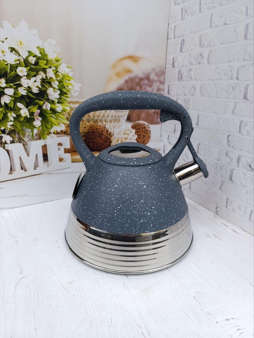 Чайник со свистком Edenberg из нержавеющей стали 3 л Серый (EB-8827-G) - фото 1 Чайник со свистком Edenberg из нержавеющей стали 3 л Серый (EB-8827-G) - фото 1