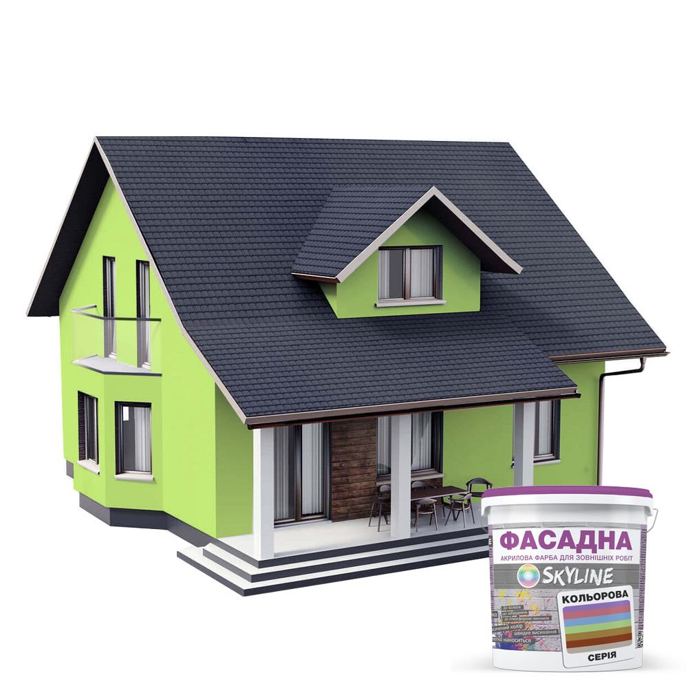 Краска акрил-латексная фасадная Skyline 0540-G60Y 3 л Шартрез (650c0ccd4bc23147a0718ad8) - фото 3 Краска акрил-латексная фасадная Skyline 0540-G60Y 3 л Шартрез (650c0ccd4bc23147a0718ad8) - фото 3