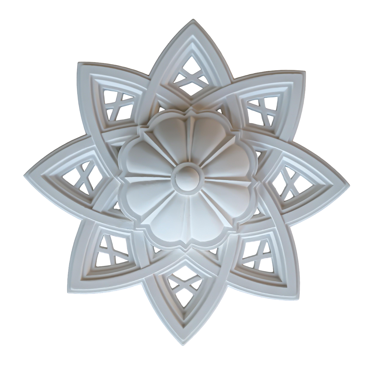 Розетка потолочная ErmitageDecor P-66 арабская восьмигранная с геометрическим орнаментом гипс ⌀ 275 мм