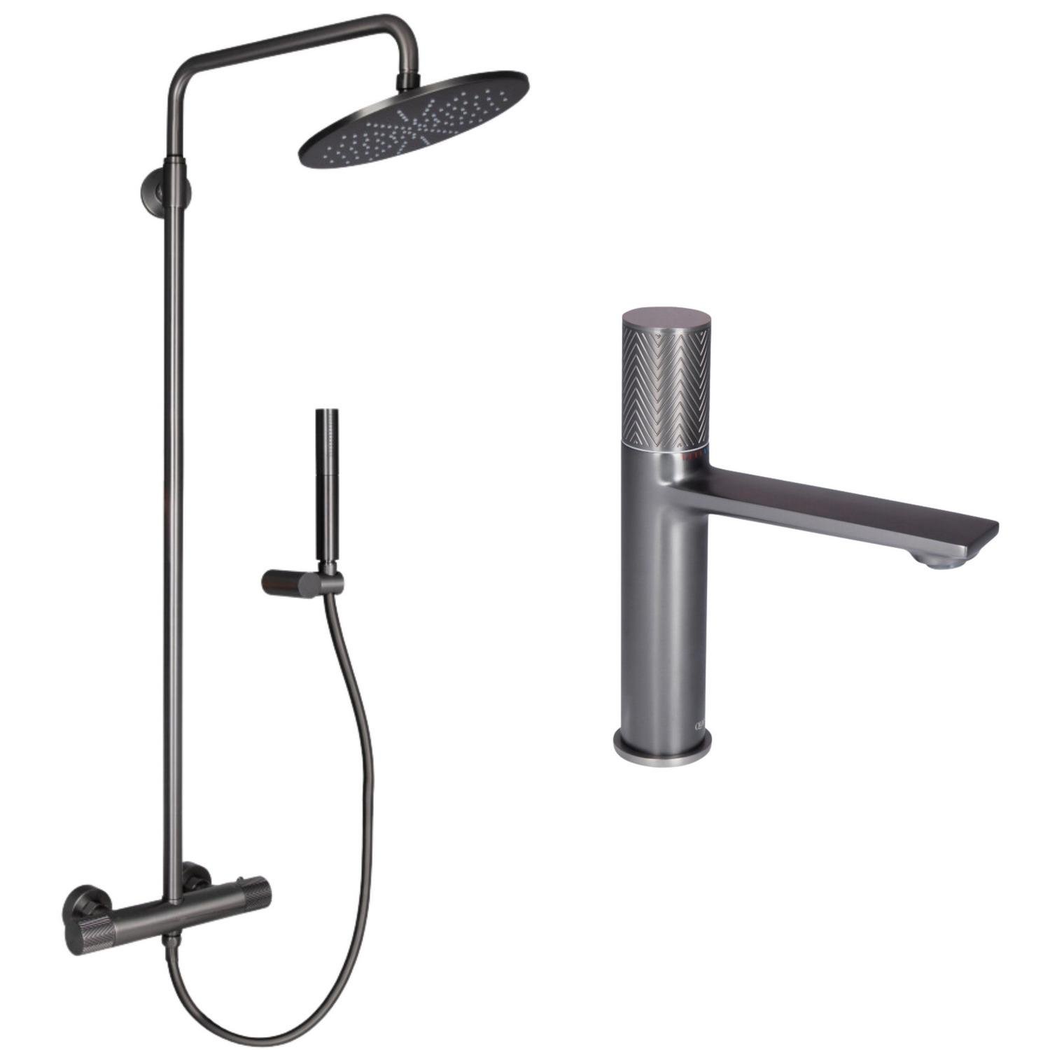 Набор смесителей для ванны Q-tap Brno QTBRN1067103K47267 Графитовый (235401)