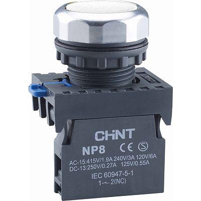 Кнопка керування CHINT NP8-10BND/1 1NO 22 мм LED 230V IP65 Білий (578662)