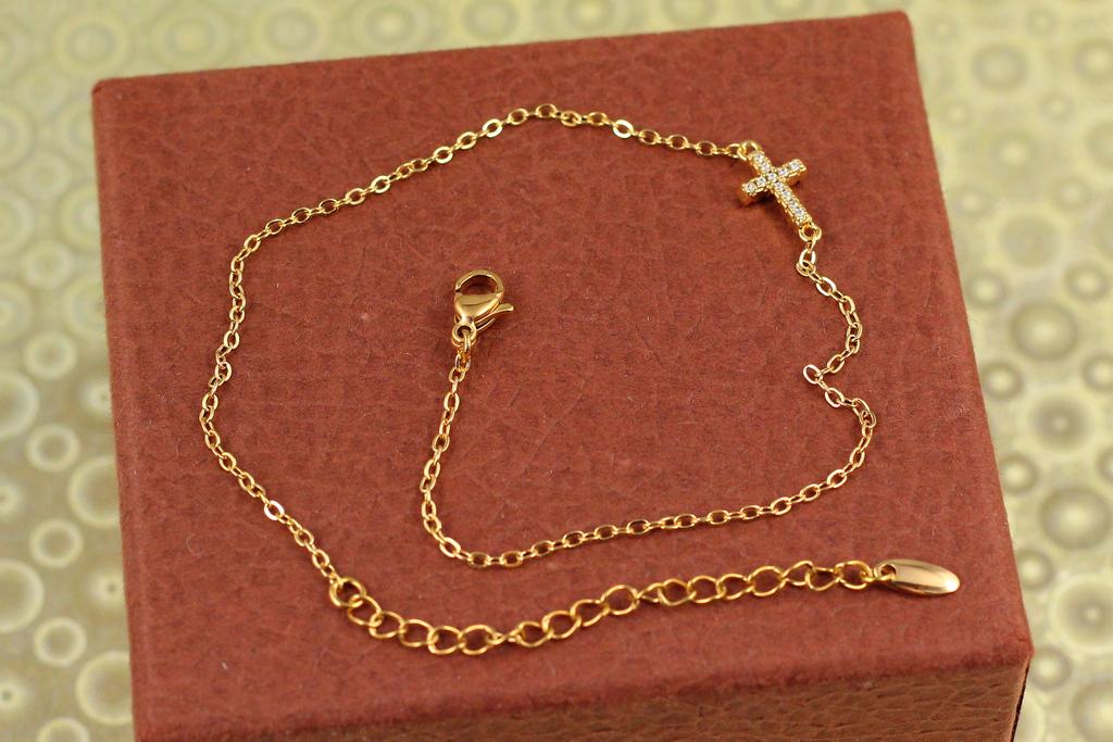 Браслет Xuping Jewelry на ногу с крестиком 27 см Золотистый (26818908)