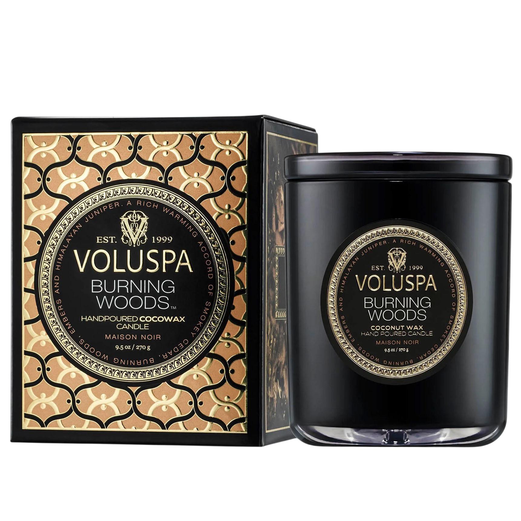 Свеча ароматическая Voluspa Maison Noir Burning Woods 270 г стакан с крышкой (111002677)
