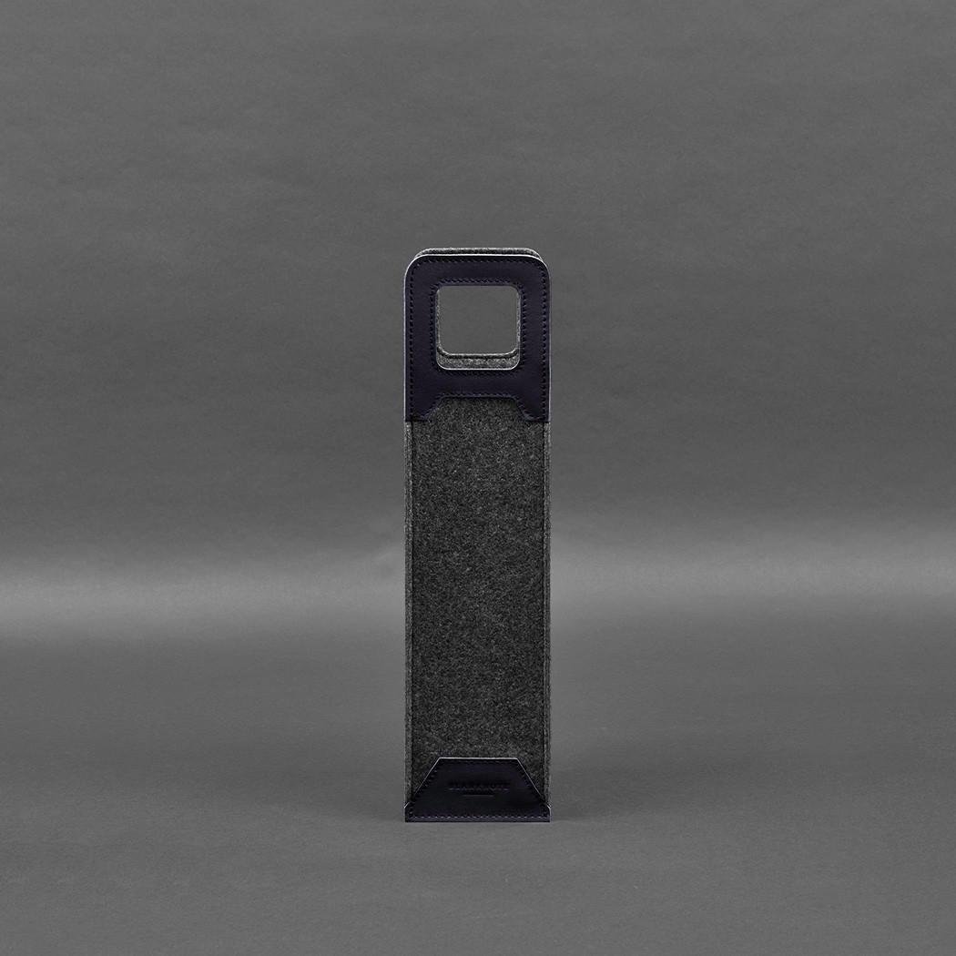 Чохол для вина 1.0 із фетру зі вставками зі шкіри Краст Синій (A-027934) - фото 4 Чохол для вина 1.0 із фетру зі вставками зі шкіри Краст Синій (A-027934) - фото 4