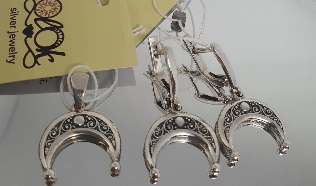 Комплект Лунниця сережки/кулон лита 925 проба (2554492023)