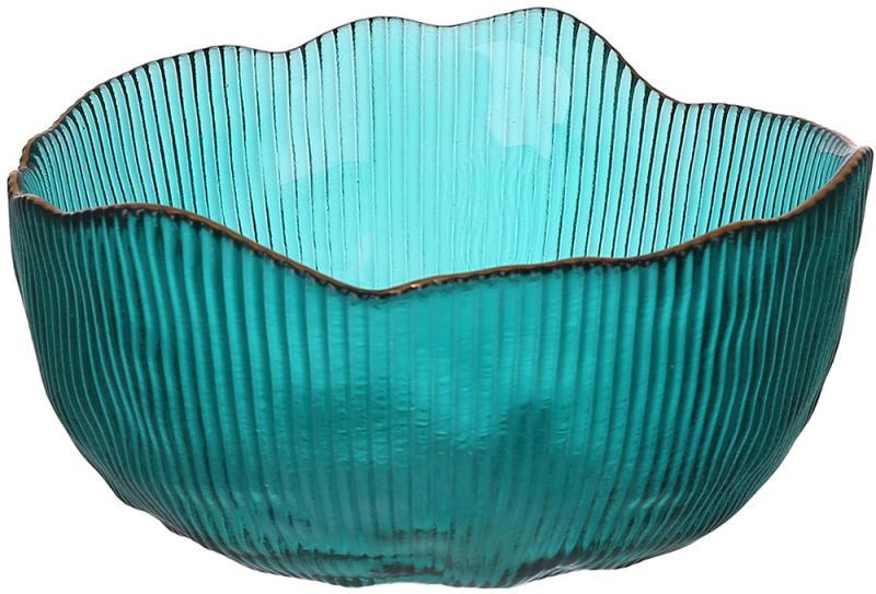 Пиала стеклянная Fleur с золотой каймой 13х6 см Бирюзово-Зеленый