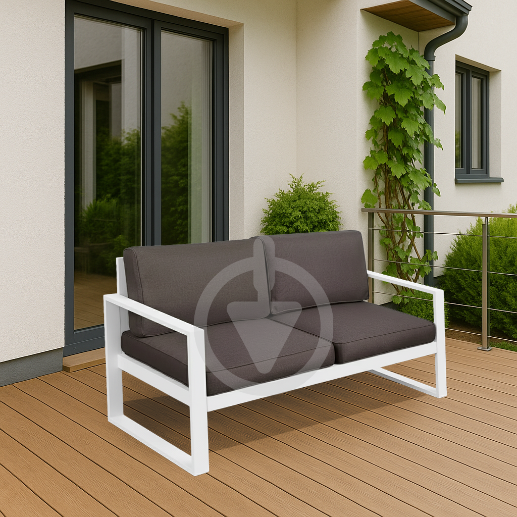 Диван металевий AVVS tech Бостон вуличний лофт з підлокітниками оксфорд 160 см Коричневий/Білий (30067114) - фото 4