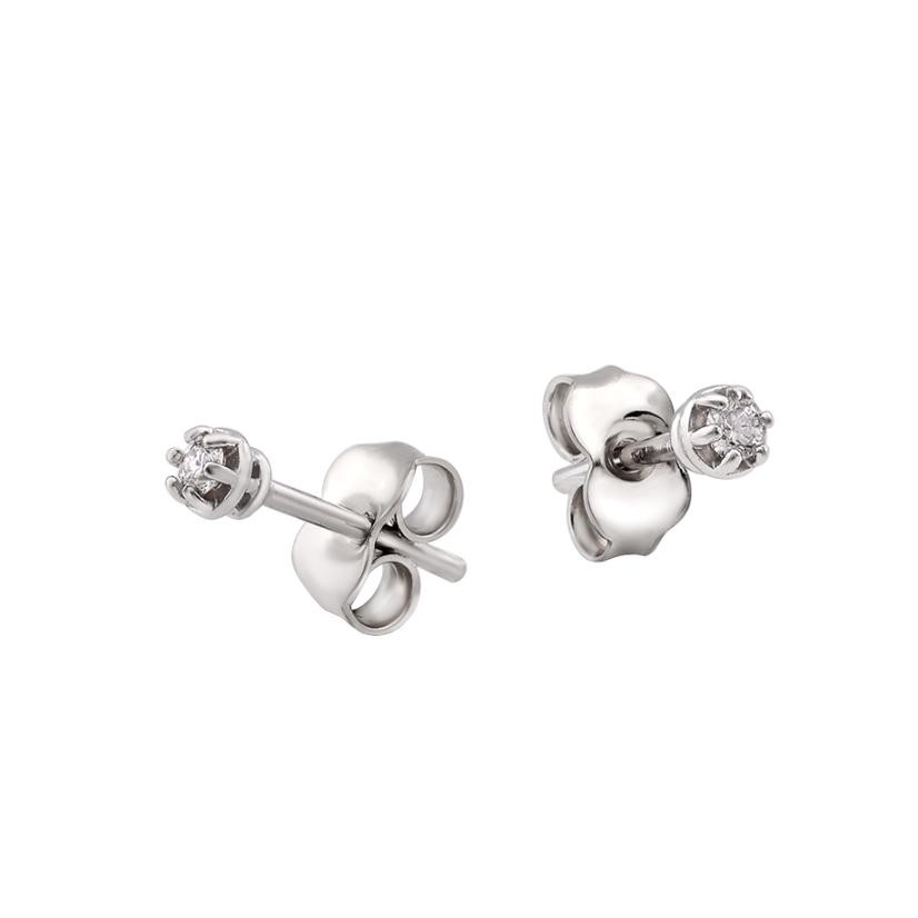 Серьги серебряные пусеты Луч с маленькими фианитами