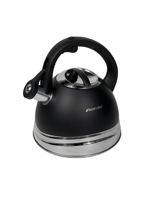 Чайник со свистком и ручкой с покрытием soft touch Kamille KM-0860 из нержавеющей стали 3 л Черный (150-84-0860) - фото 2 Чайник со свистком и ручкой с покрытием soft touch Kamille KM-0860 из нержавеющей стали 3 л Черный (150-84-0860) - фото 2