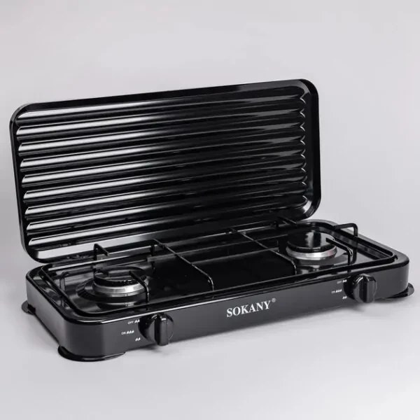 Настільна плита газова Sokany SK-6002 на 2 конфорки для балонного газу 4,4 кВт Чорний (2665899918)