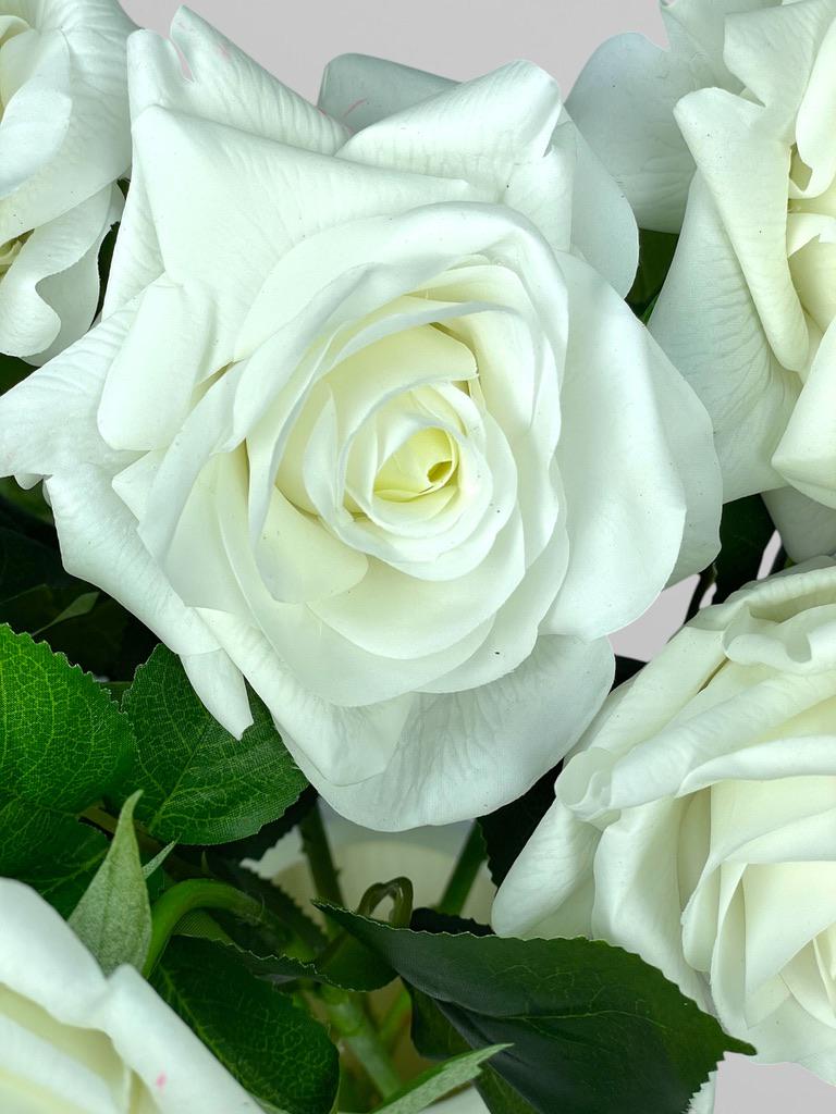 Искусственная роза на стебле для декора Real Touch 1 соцветие 64 см Белый (К02062) - фото 5