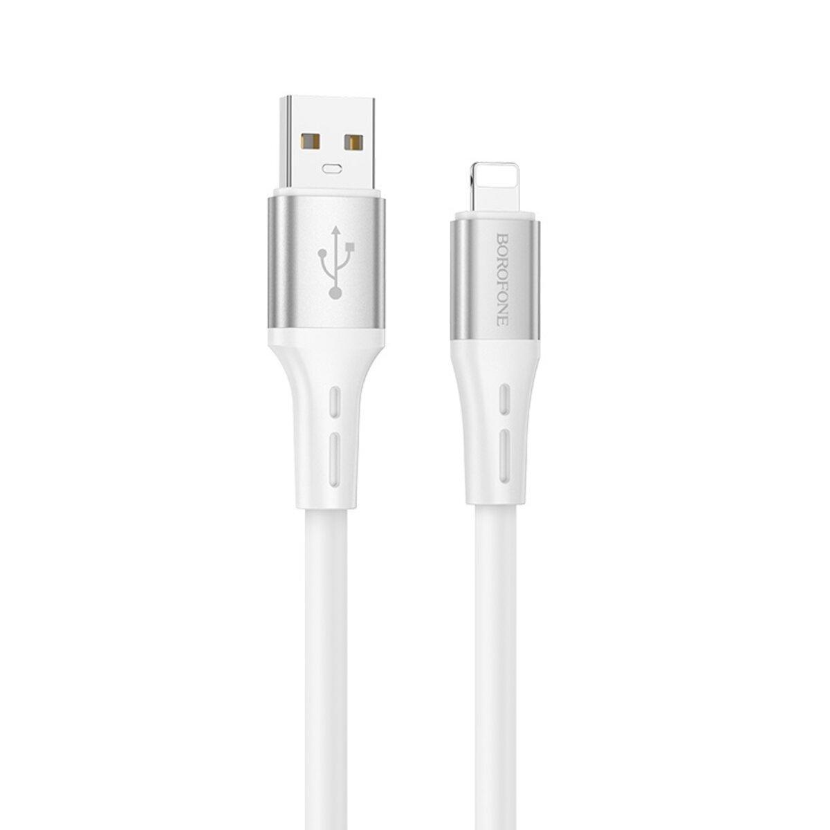 Кабель Borofone BX88 Solid silicone charging data cable for Lightning White (BX88LW)