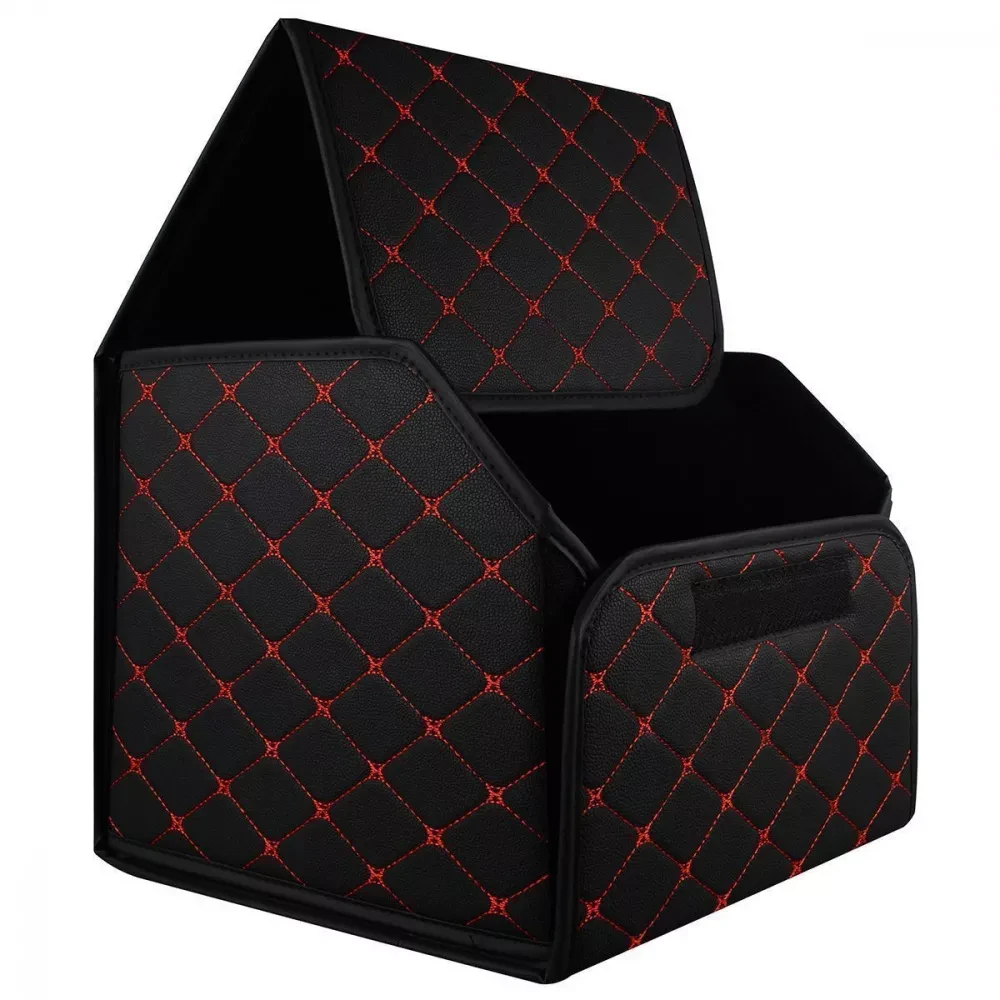 Органайзер в багажник автомобиля 34х30х30 см Черный с красной нитью - фото 2 Органайзер в багажник автомобиля 34х30х30 см Черный с красной нитью - фото 2