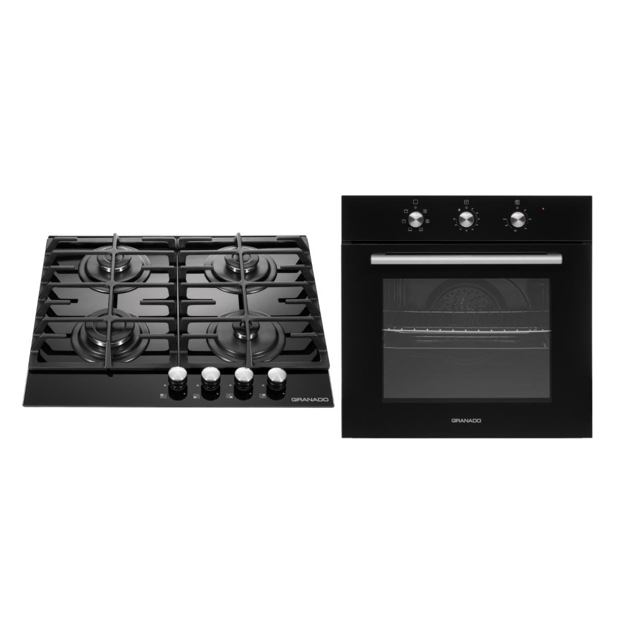 Комплект Granado духова шафа електрична GEO 62-0200 Black та варильна поверхня газова GGH 62-104 Black glass - фото 2 Комплект Granado духова шафа електрична GEO 62-0200 Black та варильна поверхня газова GGH 62-104 Black glass - фото 2
