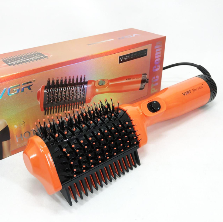 Фен-щітка VGR V-497 з іонізацією та керамічним покриттям Orange (45586-V-497_531)