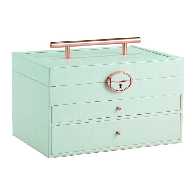 Шкатулка для украшений с зеркалом замком и ручкой 29х17х20 см Мятный (ШДД-31-1)