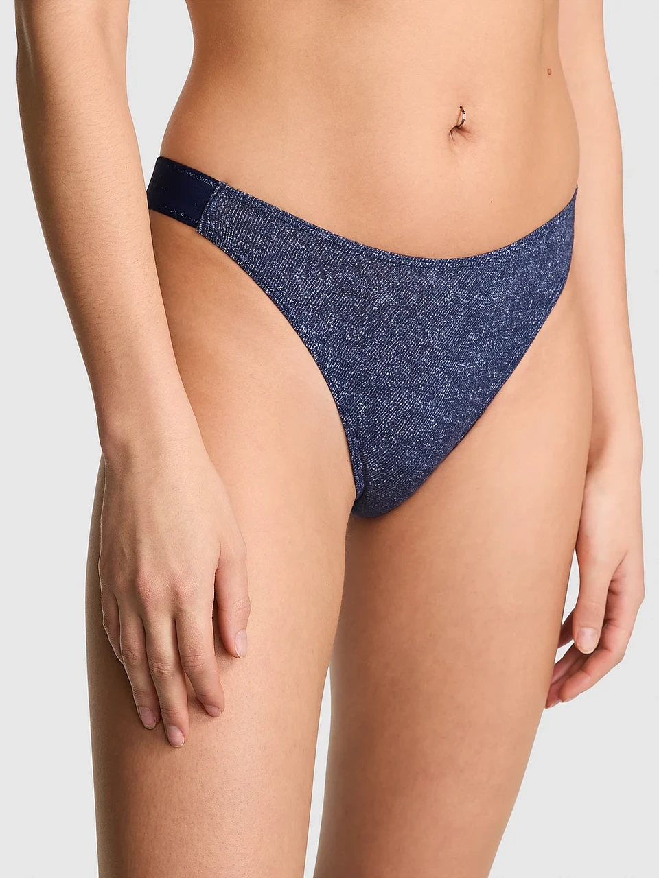 Трусики стринги Victoria's Secret Logo Cotton High-Leg Thong Panty S Синий (27012219)