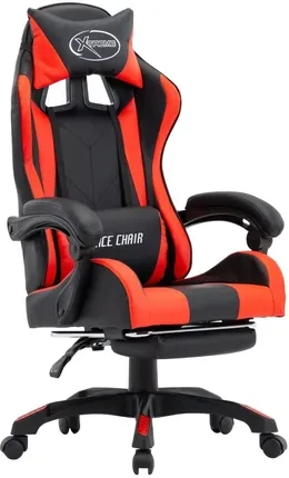 Компьютерное кресло геймерское Vidaxl с подставкой для ног искусственная кожа Red/Black (287987)