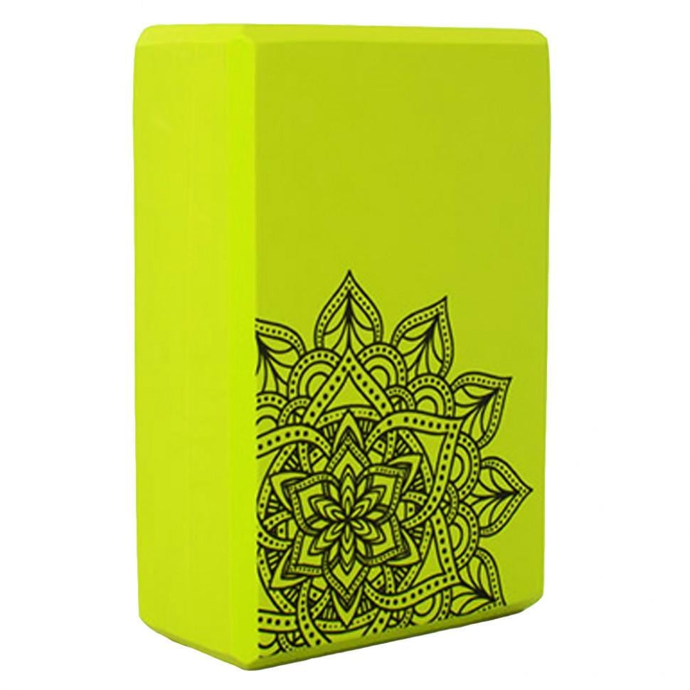 Блок для йоги и растяжки MS 0858-5 с рисунком Зеленый