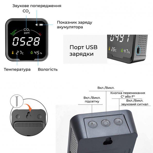 Термогигрометр PROTMEX с датчиком измерения CO2 (PTH-9C) - фото 8