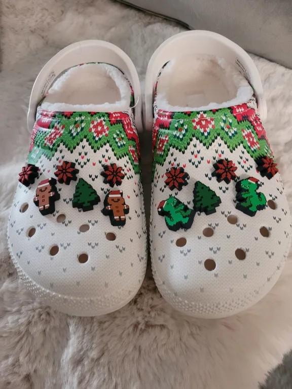 Сабо Crocs Classic Lined Holiday Charm р. W7/EUR 37-38 White/Multi (10856937) - фото 9