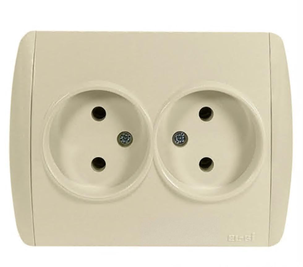 Розетка двойная без заземления EL-BI Zirve Кремовый (00000000324)