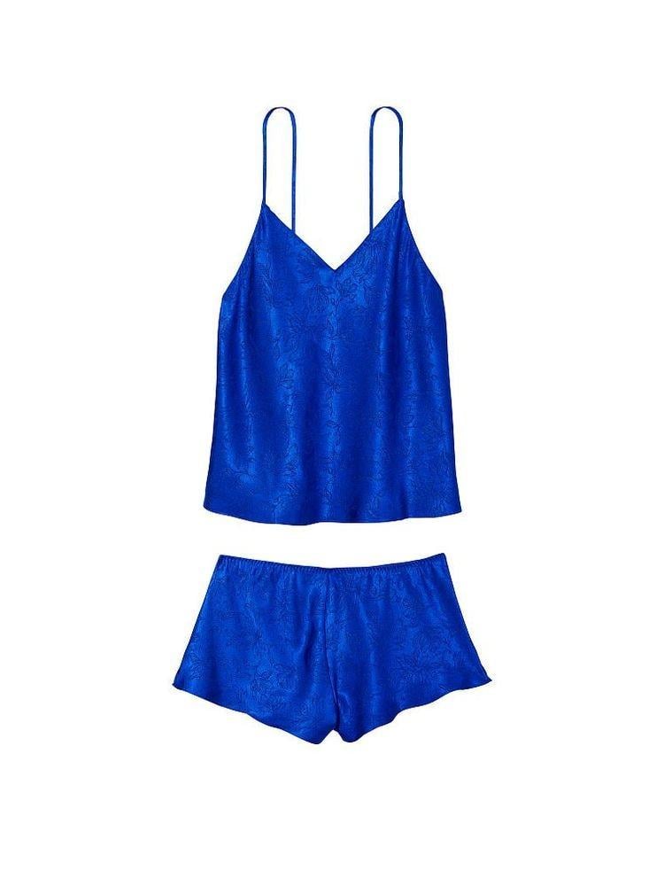 Піжама сатинова Victoria's Secret майка/шорти XS Синій (71325505)
