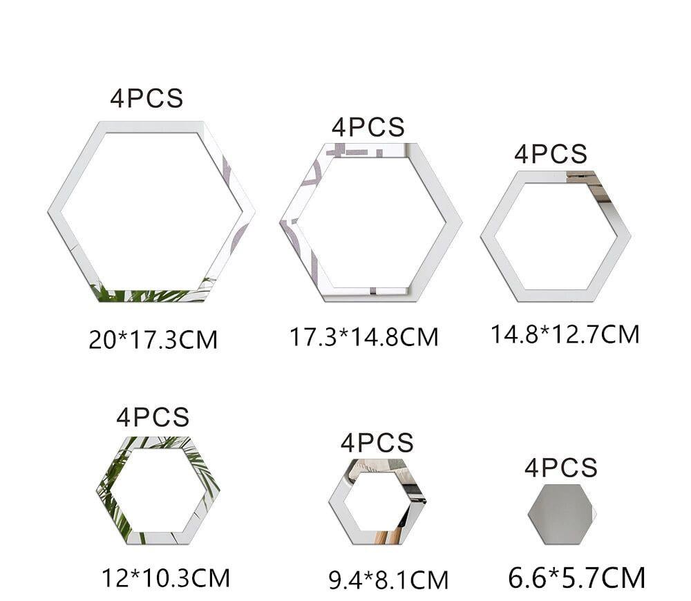Наклейка на стіну дзеркальна шестигранники акрил 24 шт. (8704) - фото 3