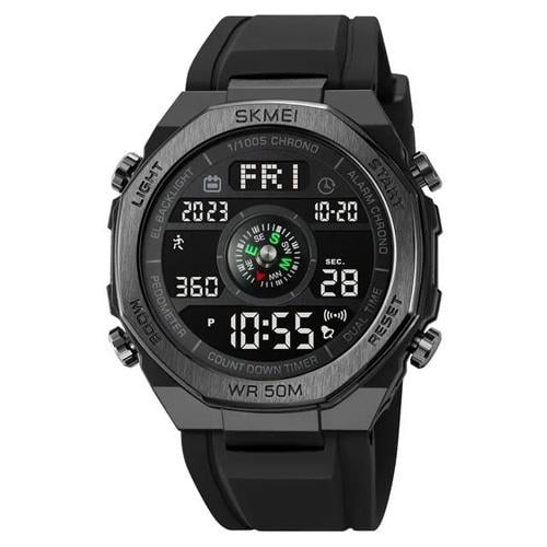 Наручний годинник чоловічий Skmei 2209BKBK Compass Pedometer Black