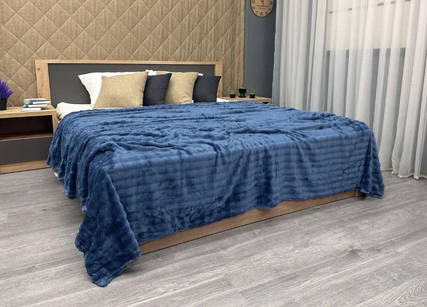 Покрывало плюш Soft Night в полоску 200х230 см Синий (87-137) - фото 4
