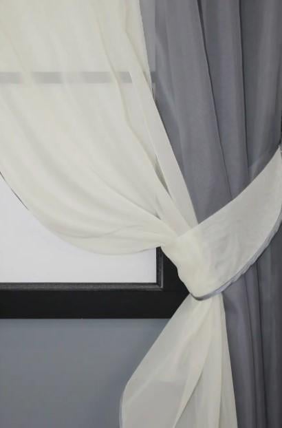 Шторки на кухню/балкон шифон 265х170 см Графитовый/Молочный (017к) - фото 3 Шторки на кухню/балкон шифон 265х170 см Графитовый/Молочный (017к) - фото 3