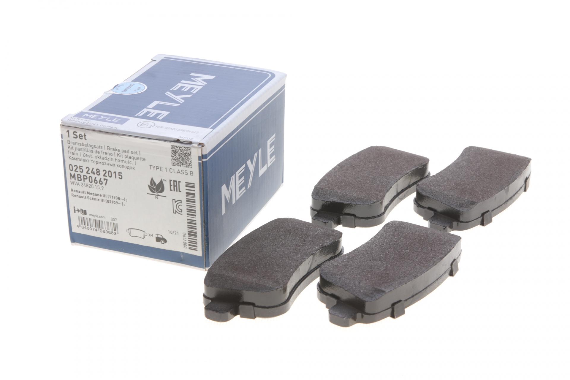 Колодки тормозные задние Meyle для Renault Fluence/Megane/Scenic 08- (025 248 2015)